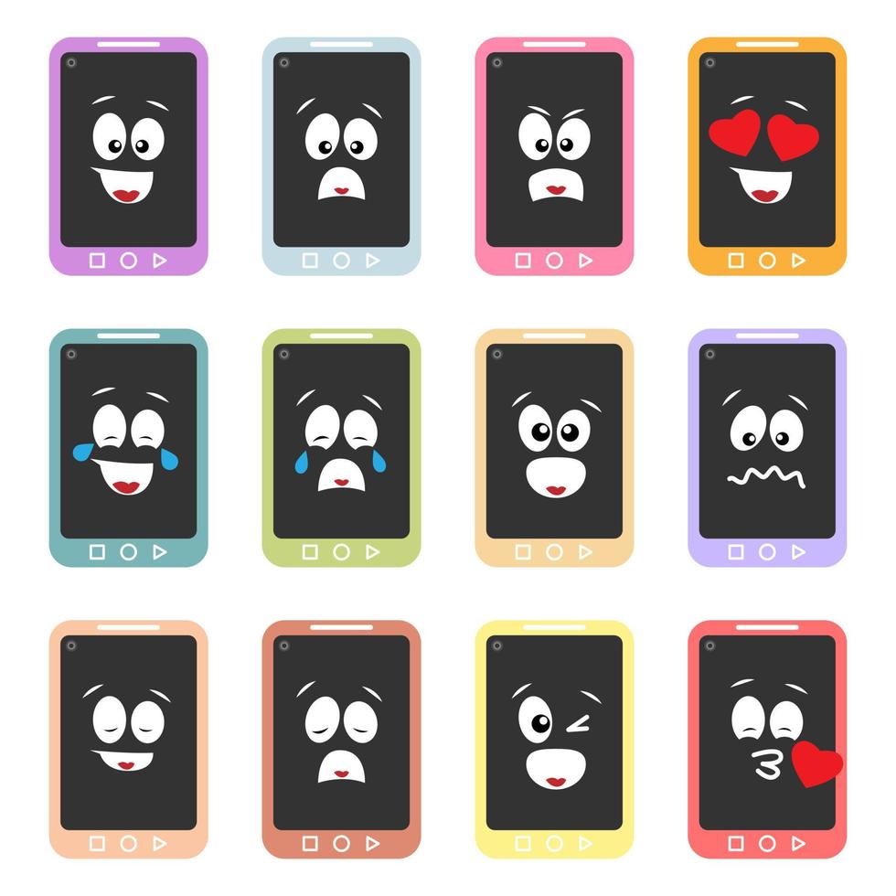 Various kind of emotions in smartphone shape. Suitable for web, emoji, illustration, etc vector