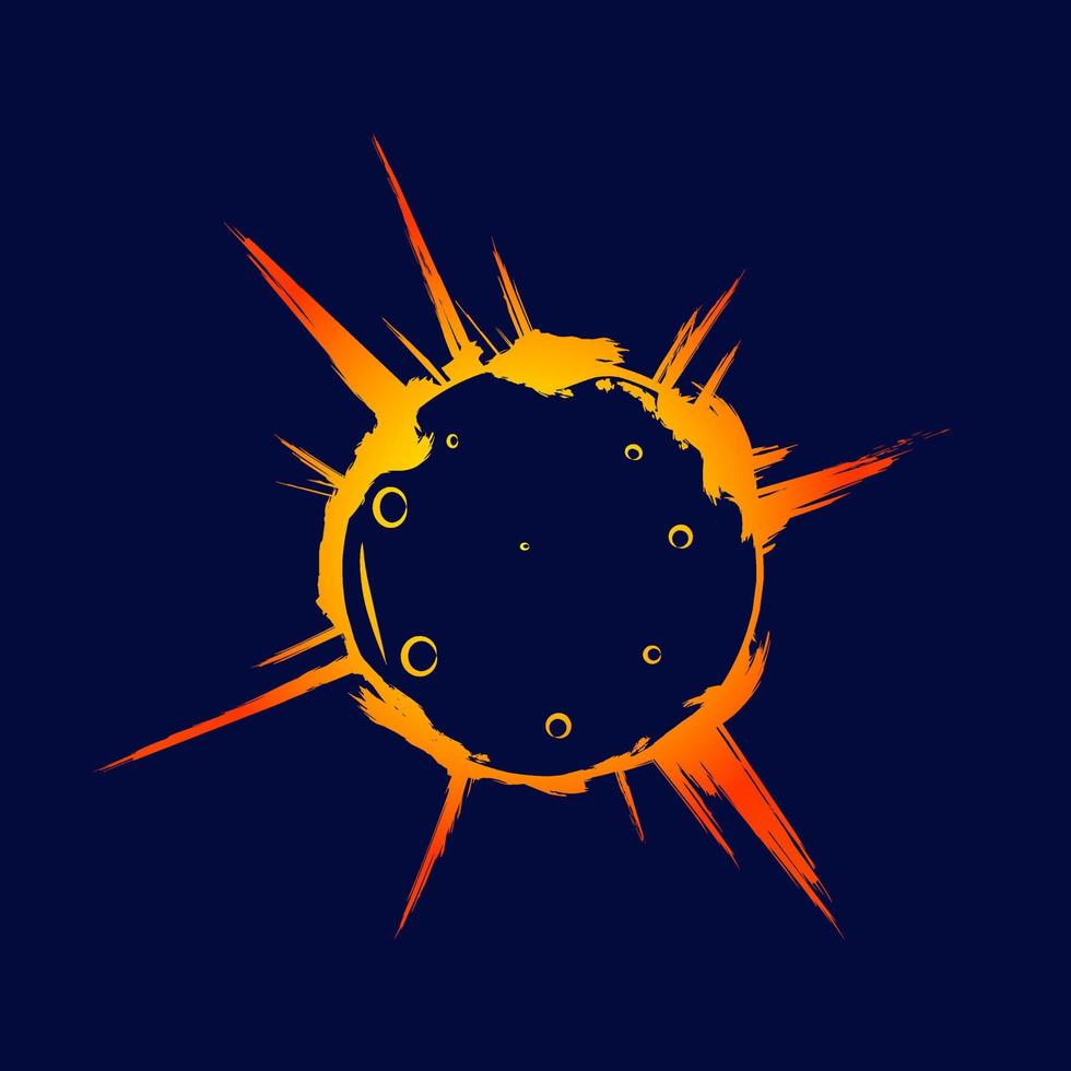 eclipse logo line pop art potrait diseño colorido con fondo oscuro. ilustración vectorial abstracta. vector