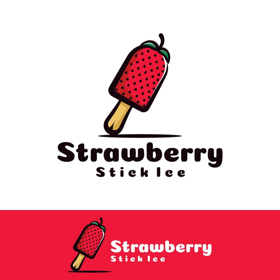 cute strawberry stick ice art illustration vector