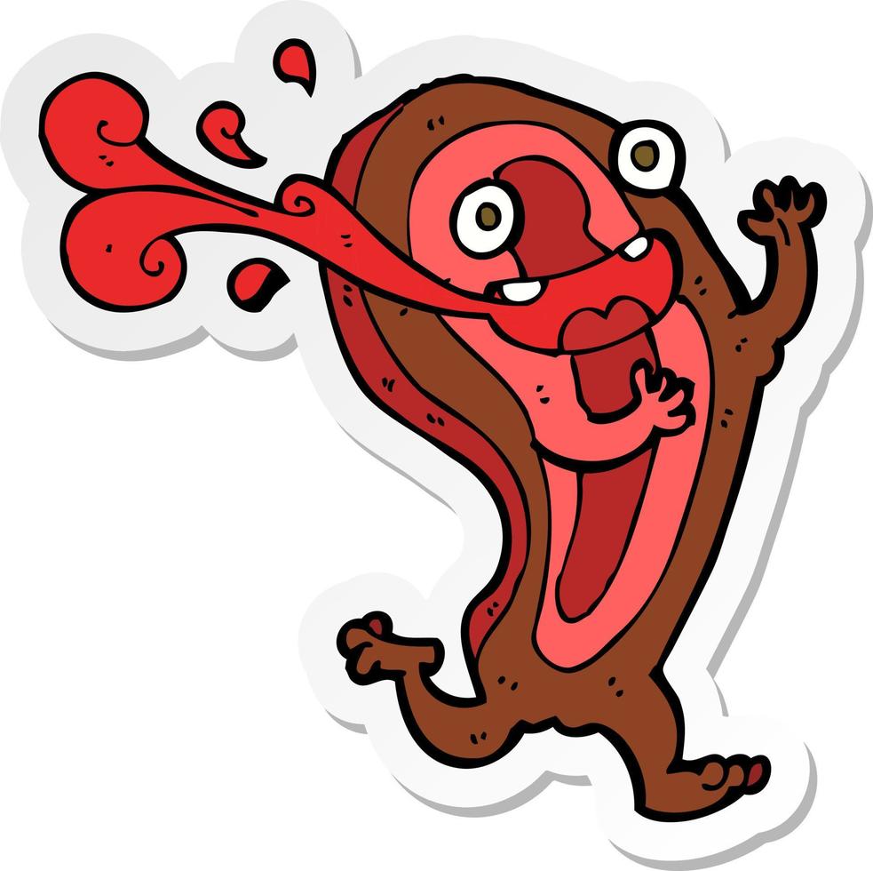 sticker of a rare steak cartoon character vector