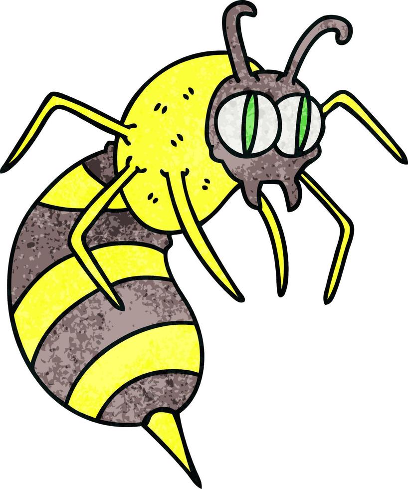 quirky hand drawn cartoon wasp vector