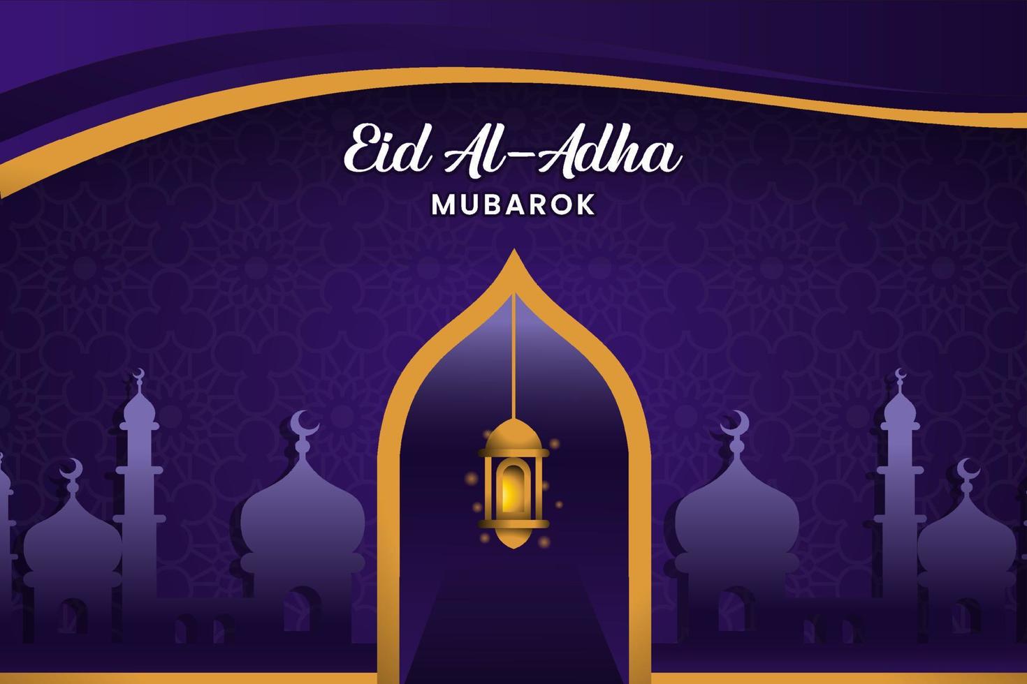 Eid al-adha banner template vector design with creative purple Islamic background