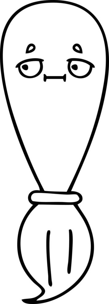 line drawing cartoon paint brush vector
