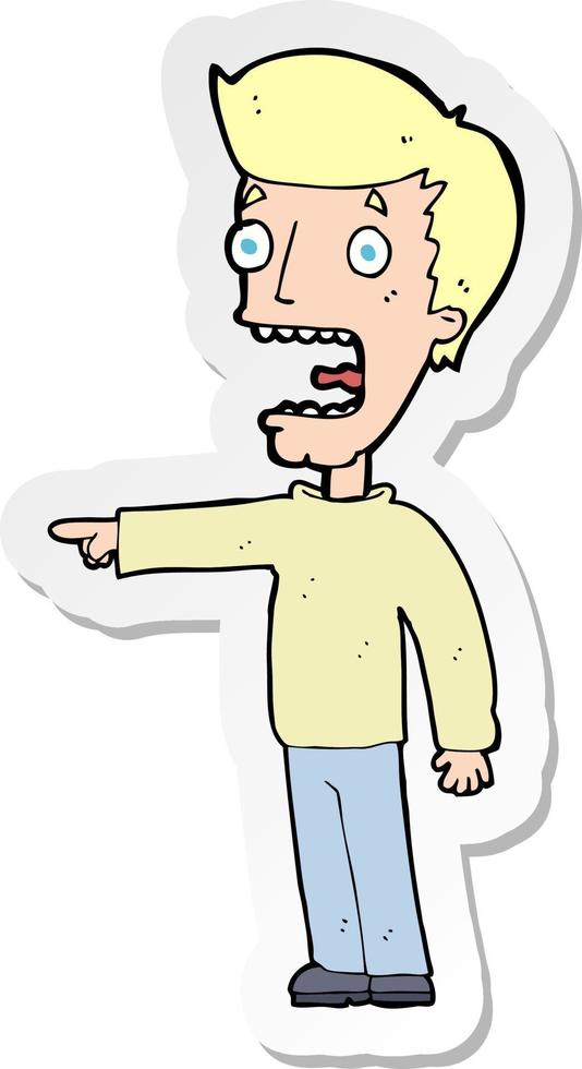 sticker of a cartoon terrified man vector