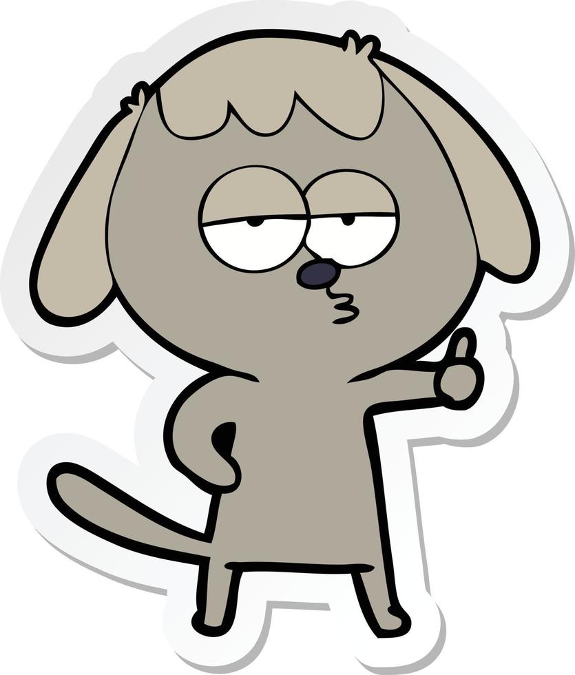 sticker of a cartoon bored dog vector