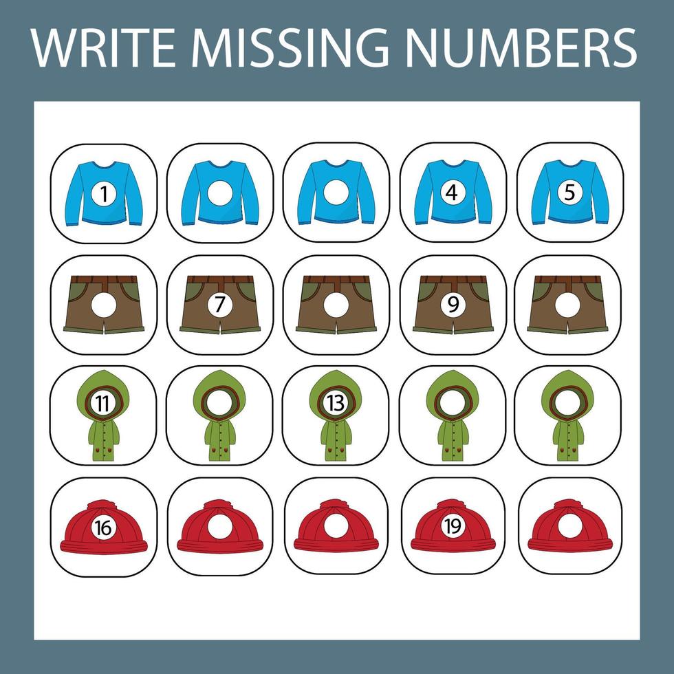 The task is to write in the lost numbers from 1 to 20. vector