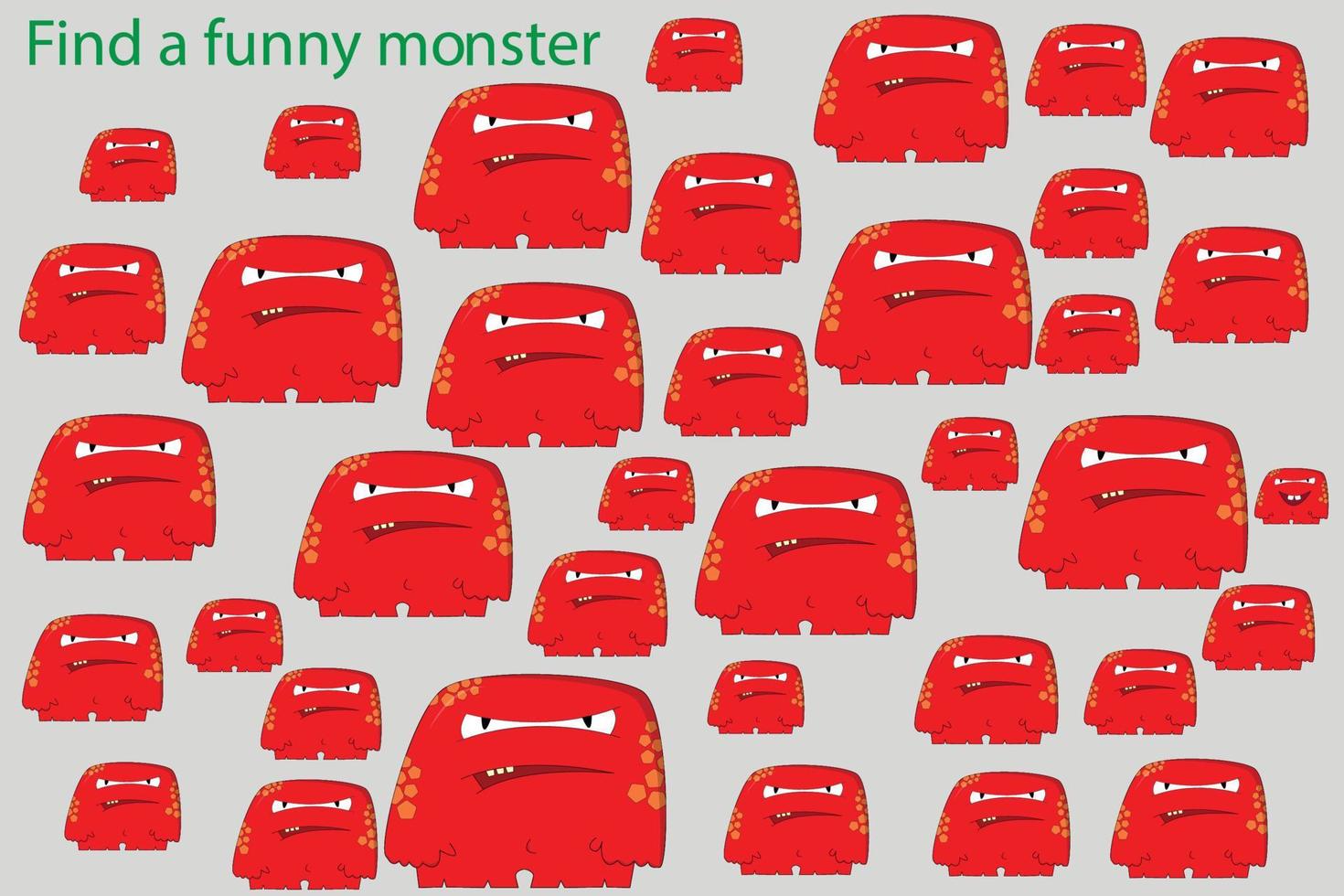 Find a funny monster among the others. Children's educational game. vector