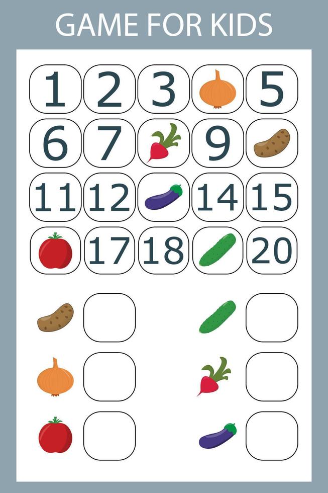 The task is to write in the lost numbers from 1 to 20. Educational exercises for preschool children vector