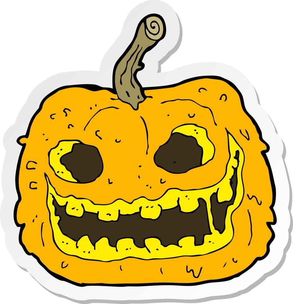 sticker of a cartoon spooky pumpkin vector