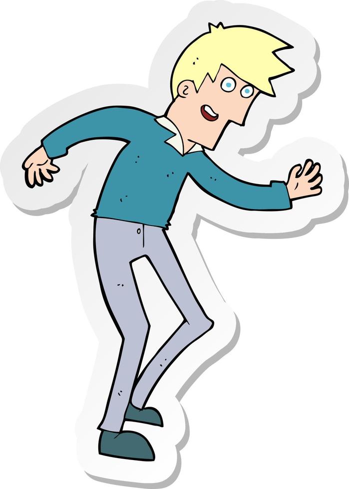 sticker of a cartoon happy man dancing vector