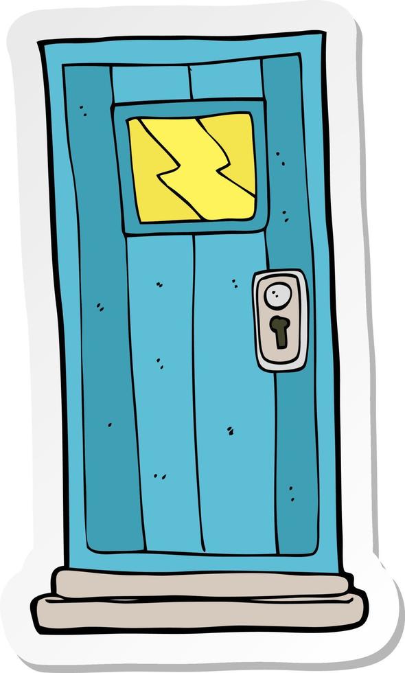 sticker of a cartoon door vector