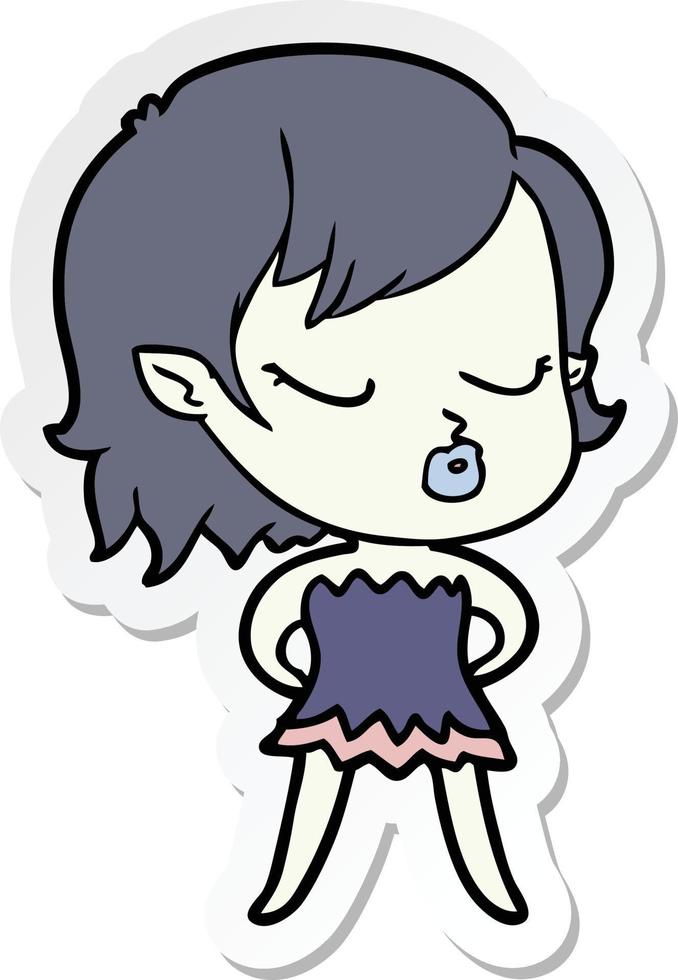 sticker of a cute cartoon vampire girl vector