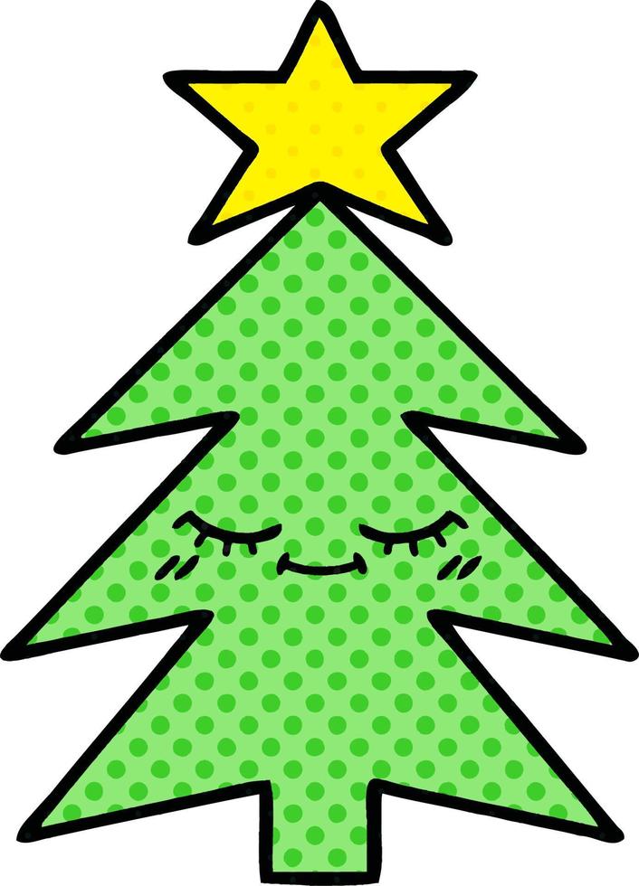 comic book style cartoon christmas tree vector