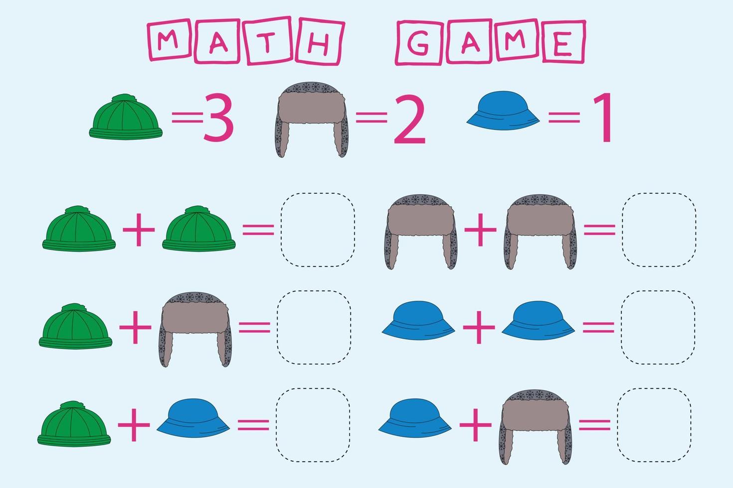 worksheet vector design, task to calculate the answer and connect to the correct number. Logic game for children.