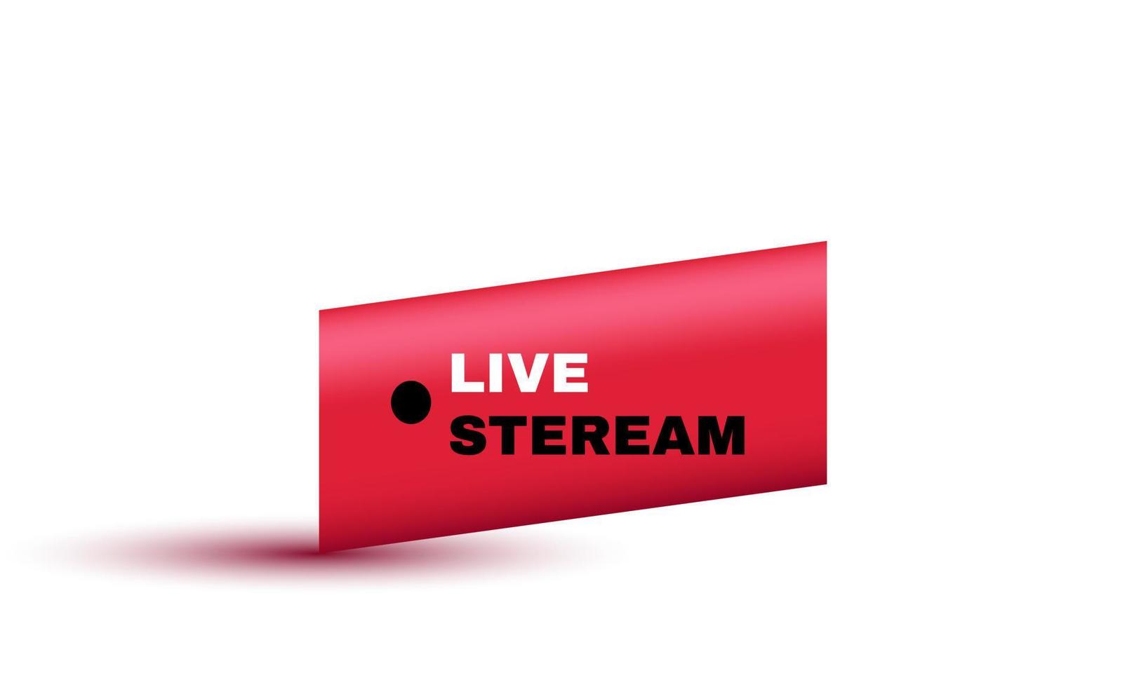 unique realistic red  live play video streaming vector 3d icon design isolated on