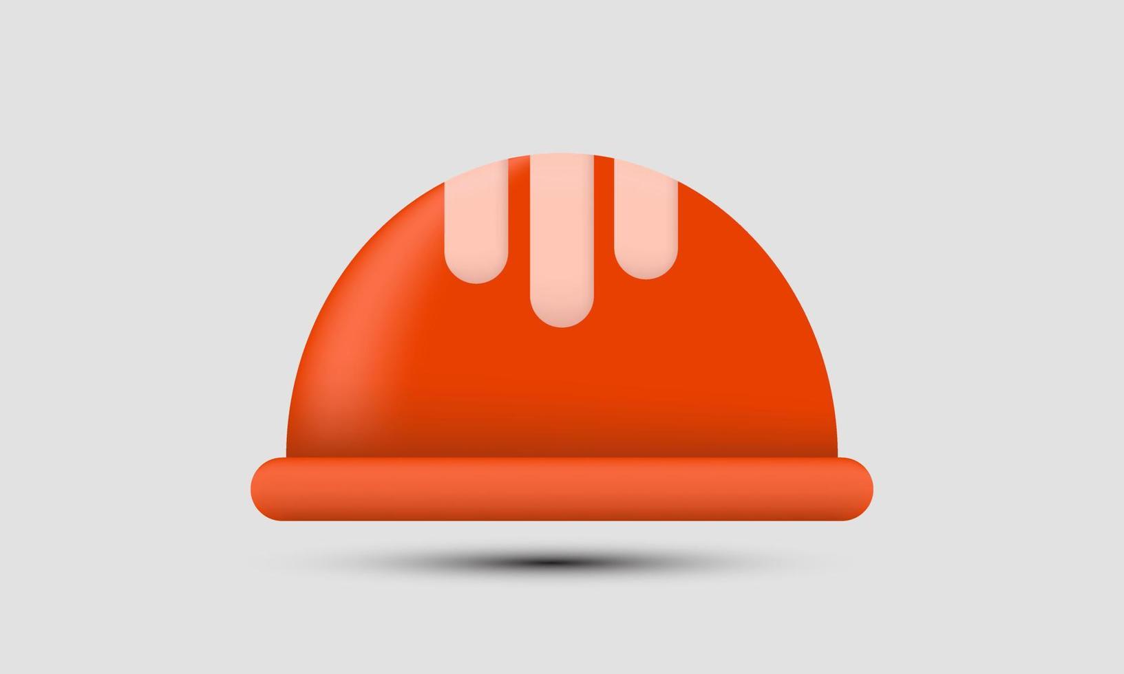 icono de casco realista 3d único vector naranja aislado en