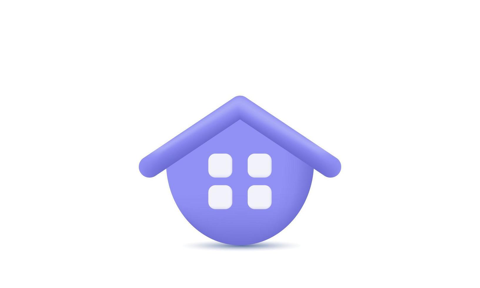 unique 3d realistic minimal house symbol real estate mortgage icon isolated on vector