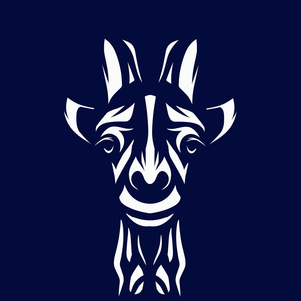 logotipo de arte de jirafa. diseño colorido con fondo oscuro. ilustración vectorial abstracta. fondo negro aislado para camiseta, afiche, ropa, merchandising, ropa, diseño de placa vector