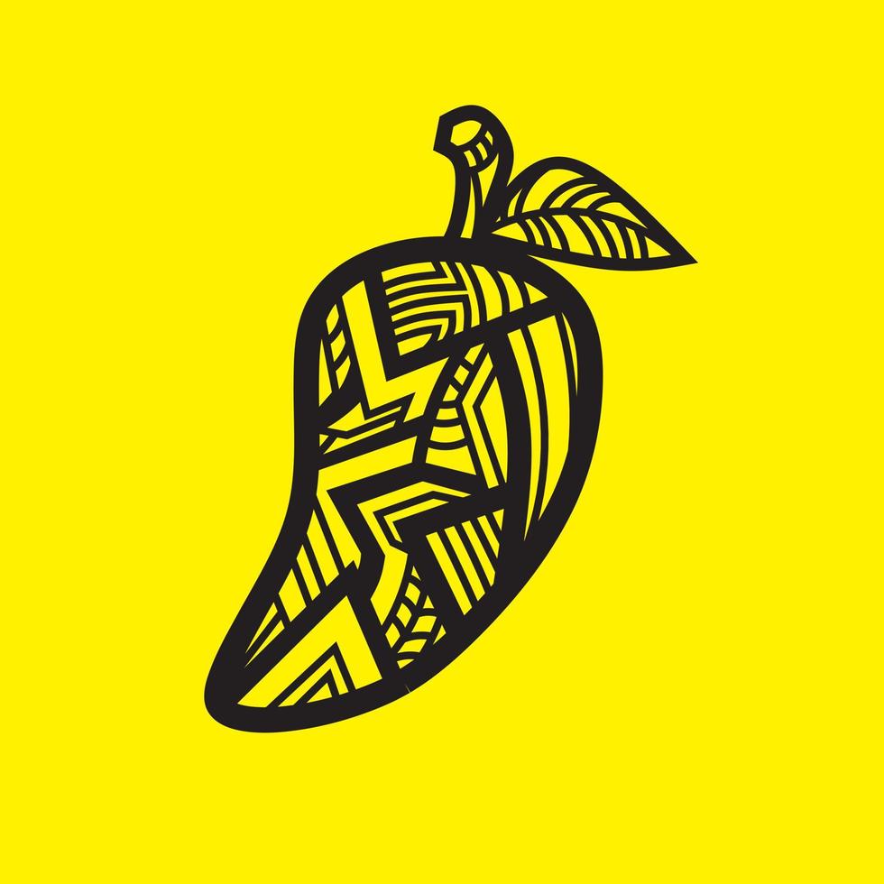 logotipo minimalista de mango. diseño simple de vectores de frutas. aislado con fondo suave.