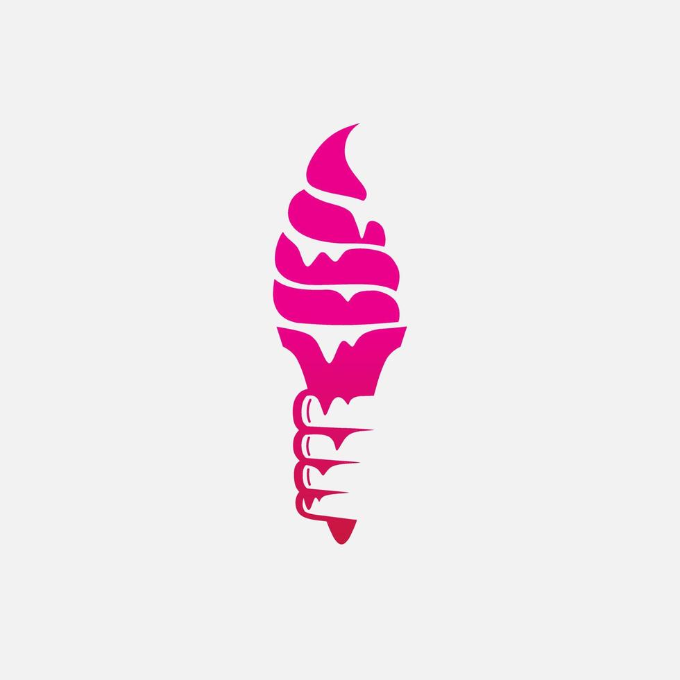 Ice cream minimalist logo. Simple negative space vector design. Isolated with soft background.