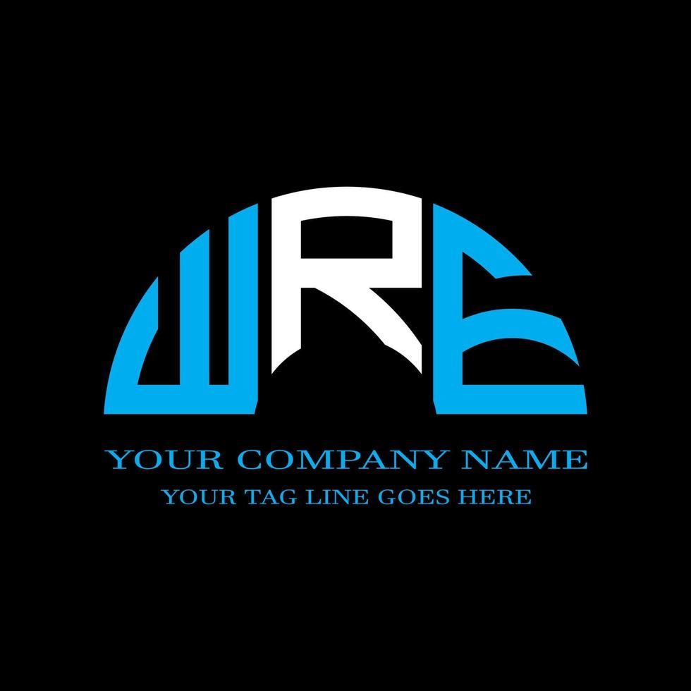 diseño creativo del logotipo de la letra wre con gráfico vectorial vector