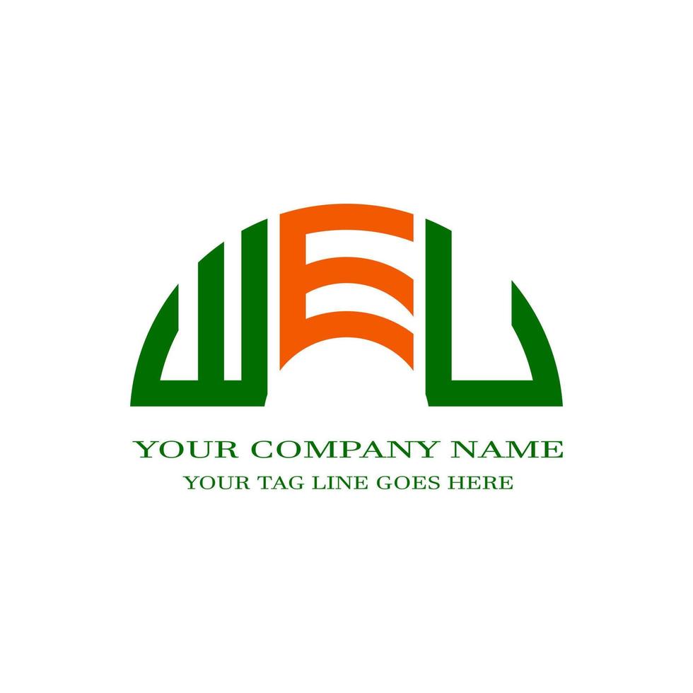 diseño creativo del logotipo de la letra weu con gráfico vectorial vector