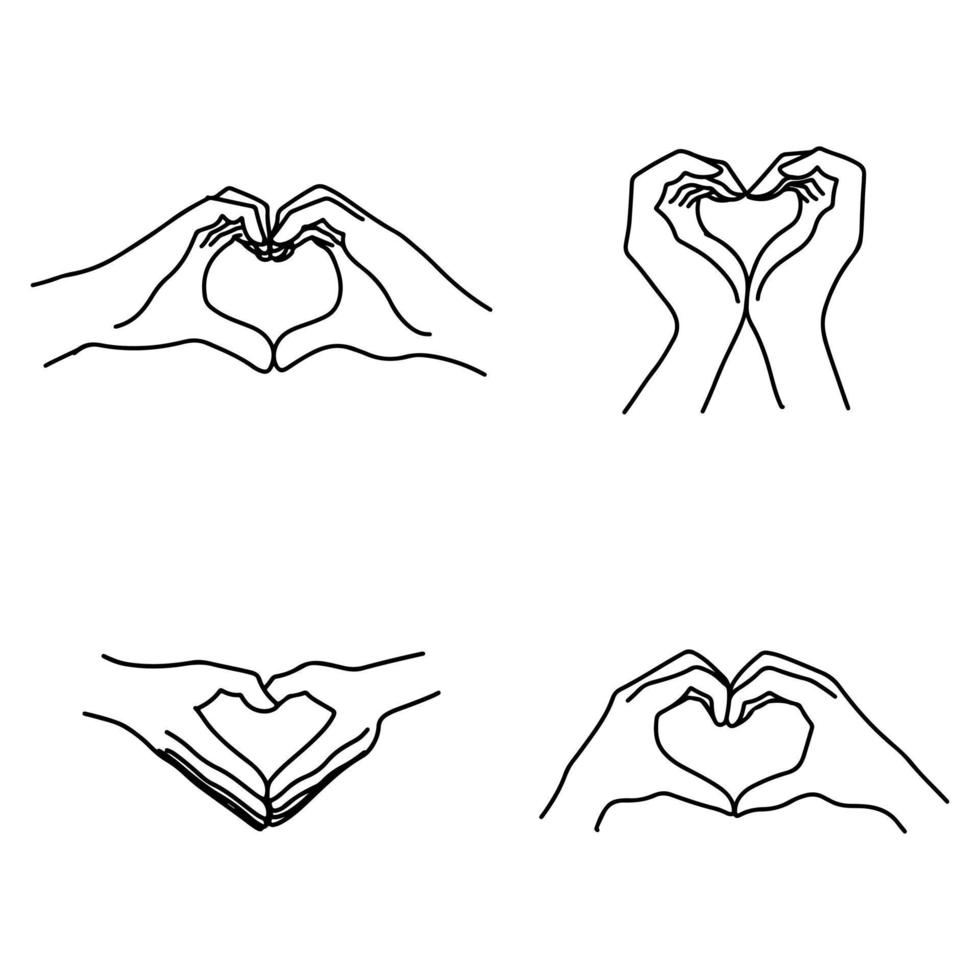 doodle hands up, Two hands making heart sign. Give and share your love to people. vector illustration.