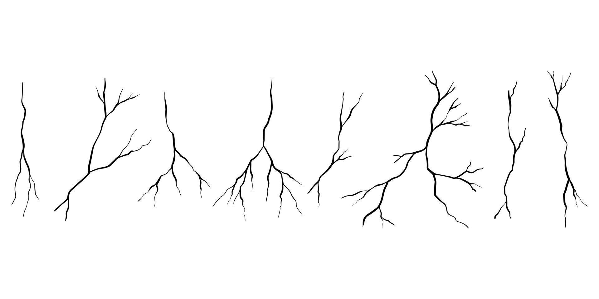 Set of hand drawn cracks Isolated on white background. vector illustration