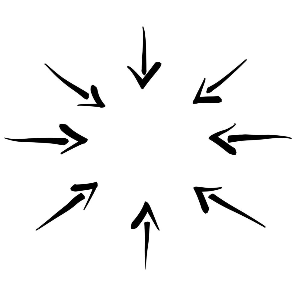 elemento de líneas radiales dibujadas a mano. garabatos abstractos que irradian líneas irregulares. vector