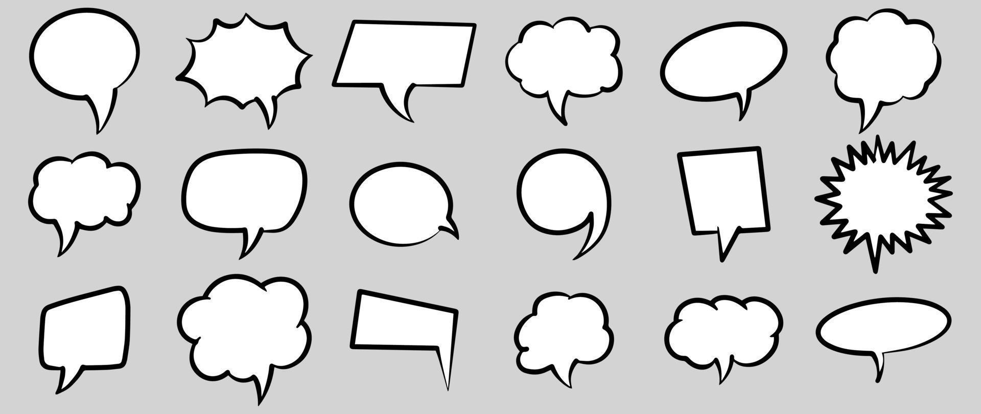 Hand drawn set of speech bubbles isolated . Doodle set element. Vector illustration.