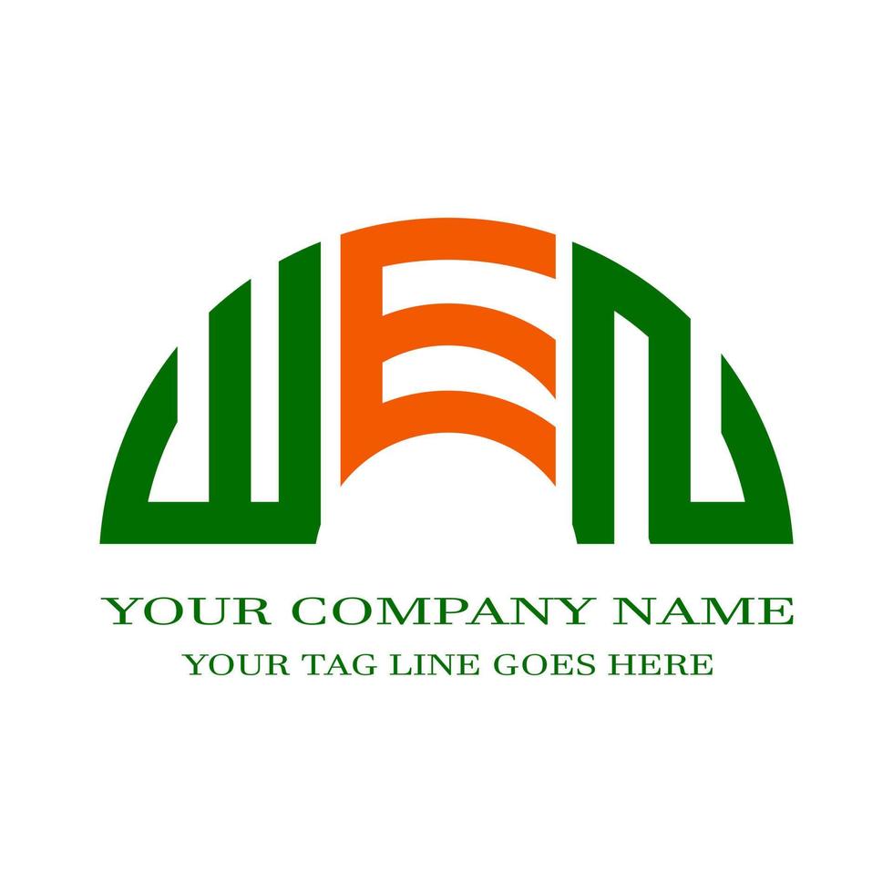 diseño creativo del logotipo de la letra wen con gráfico vectorial vector