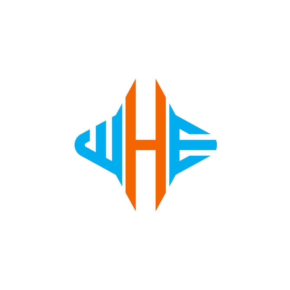 WHE letter logo creative design with vector graphic
