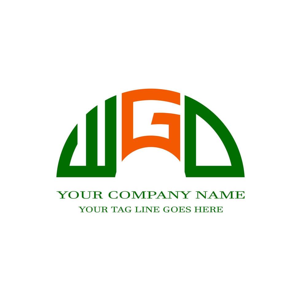 diseño creativo del logotipo de la letra wgd con gráfico vectorial vector