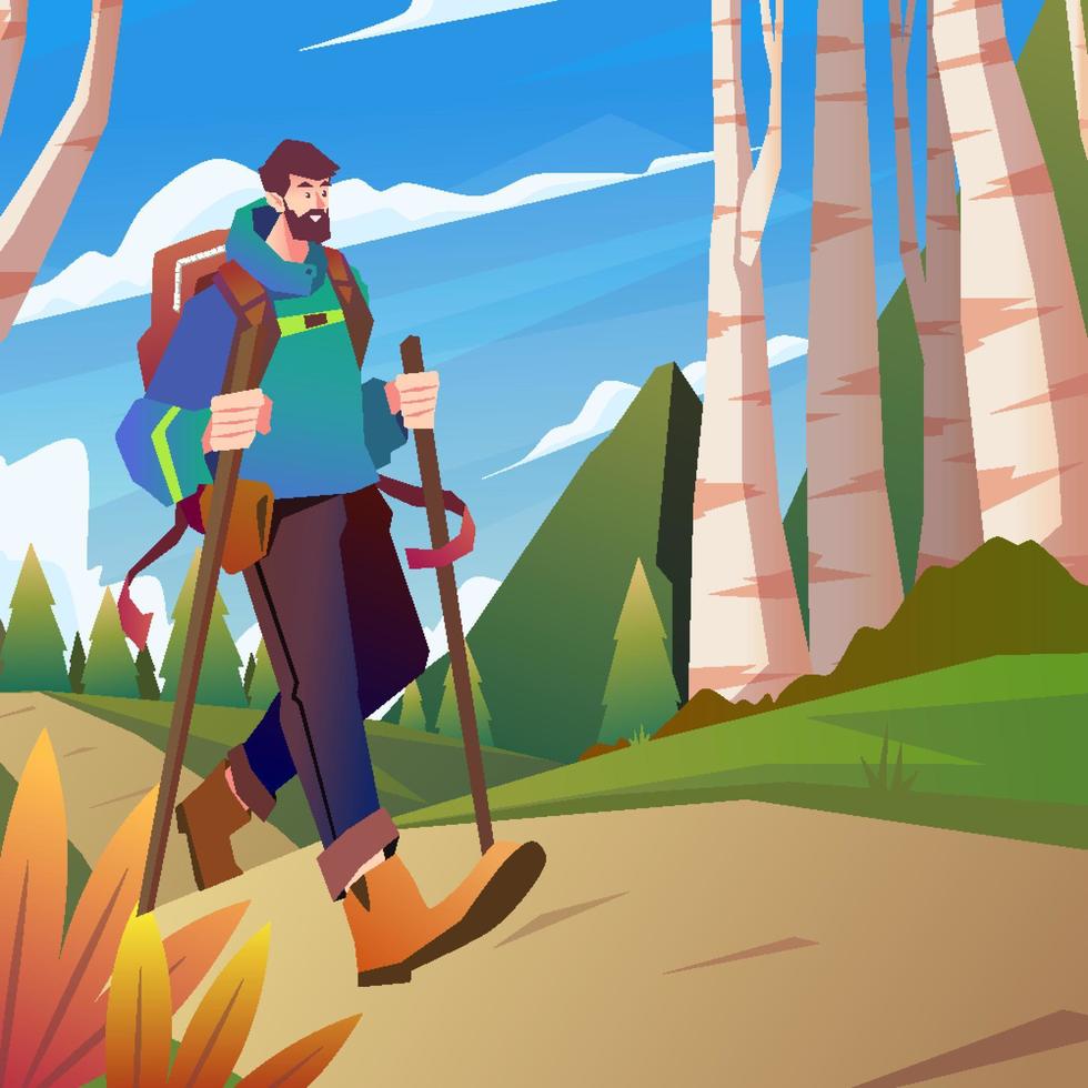 Fall Outdoor Activity Hiking vector