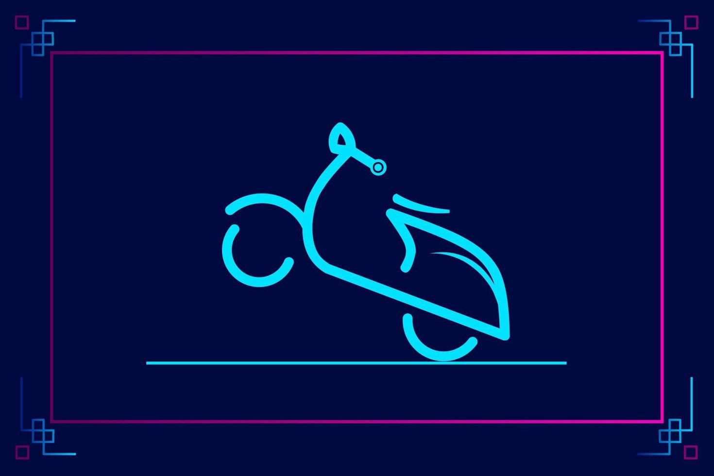 Scooter motorcycle retro line pop art potrait logo colorful design with dark background. Abstract vector illustration. Isolated black background for t-shirt, poster, clothing.