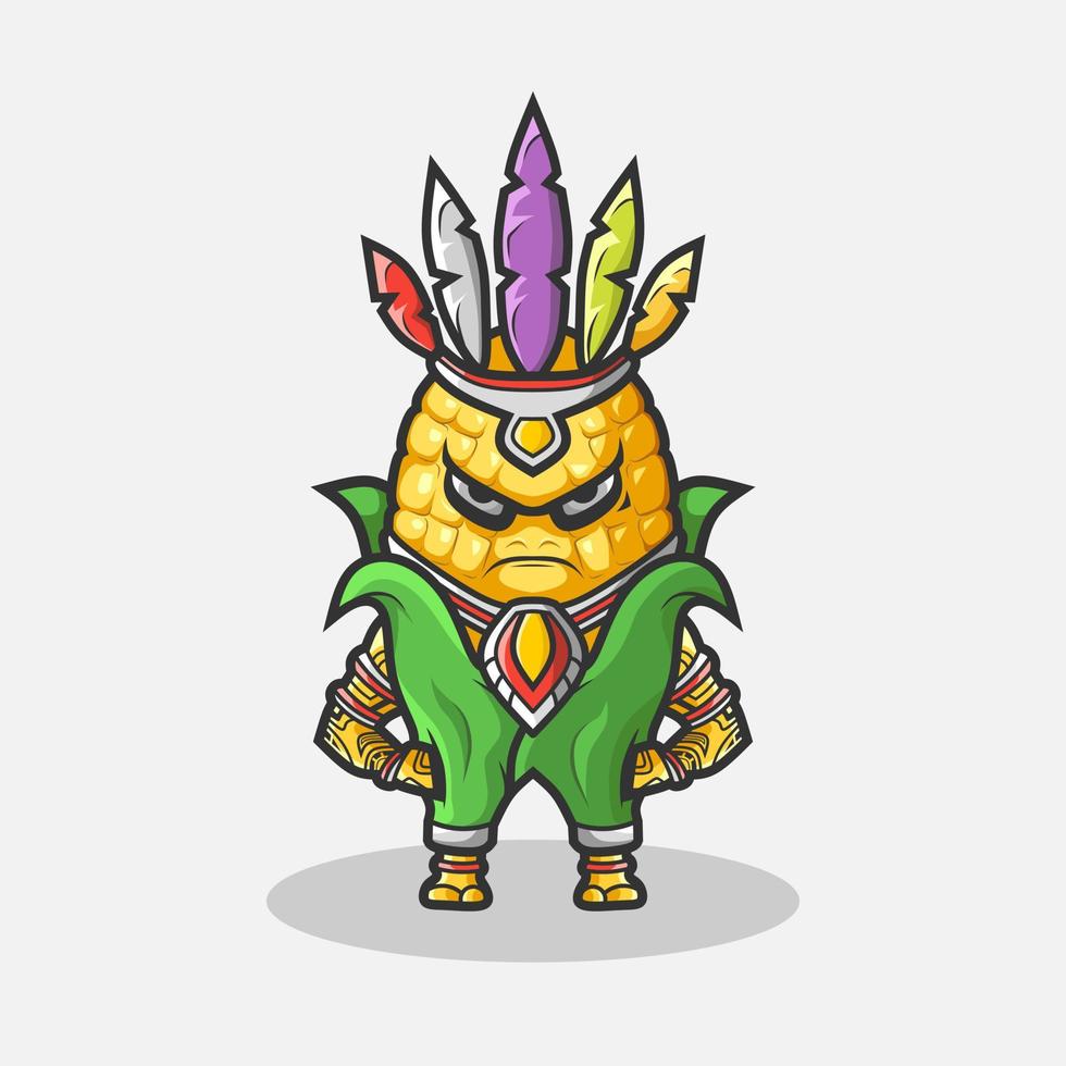 Cute witch wizard corn voodoo character illustration. Simple cartoon vector design. Isolated with soft background.