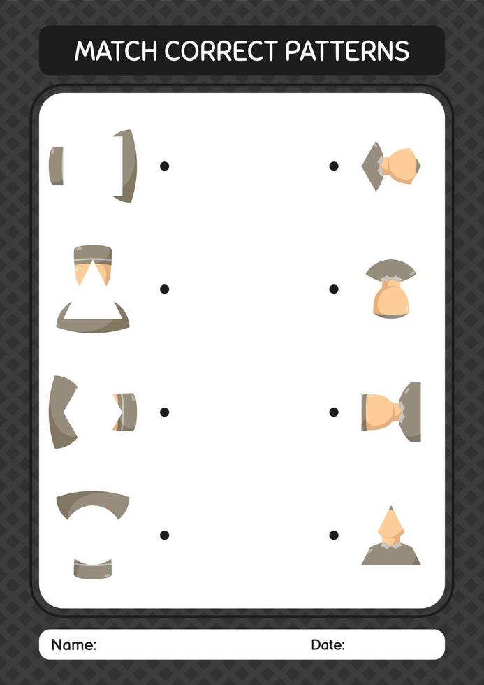 Match pattern game with male moslem. worksheet for preschool kids, kids activity sheet vector