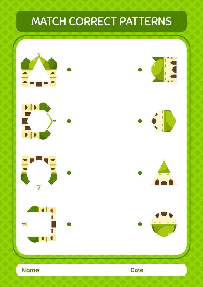 Match pattern game with mosque. worksheet for preschool kids, kids activity sheet vector