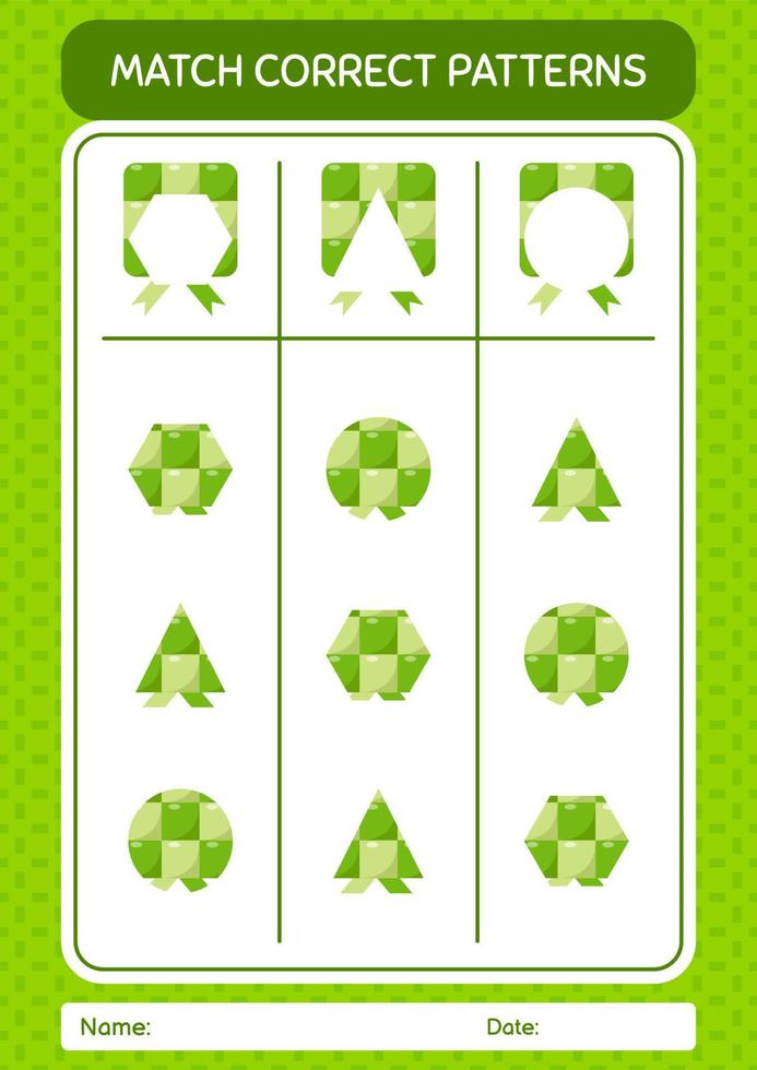 Match pattern game with ketupat. worksheet for preschool kids, kids activity sheet vector