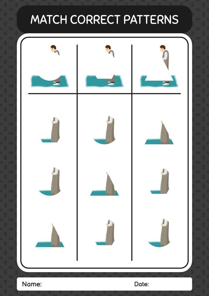 Match pattern game with praying. worksheet for preschool kids, kids activity sheet vector
