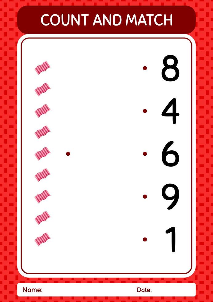 Count and match game with towel. worksheet for preschool kids, kids activity sheet vector