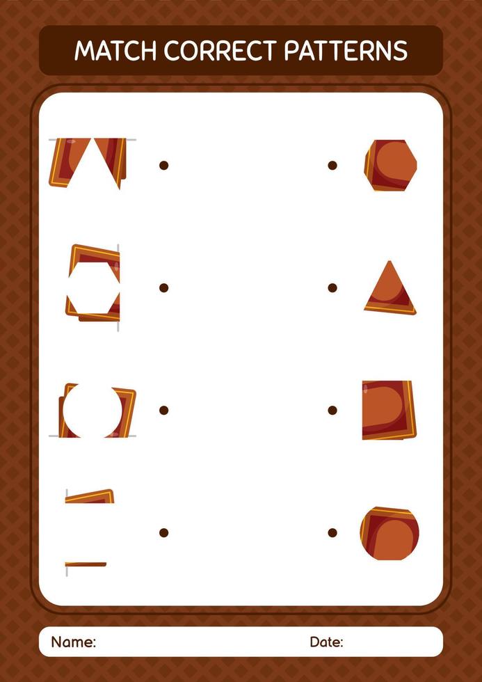 Match pattern game with prayer rug. worksheet for preschool kids, kids activity sheet vector