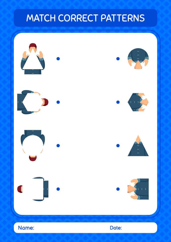 Match pattern game with praying. worksheet for preschool kids, kids activity sheet vector