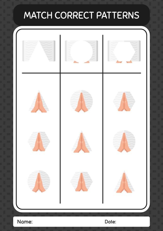 Match pattern game with quran. worksheet for preschool kids, kids activity sheet vector