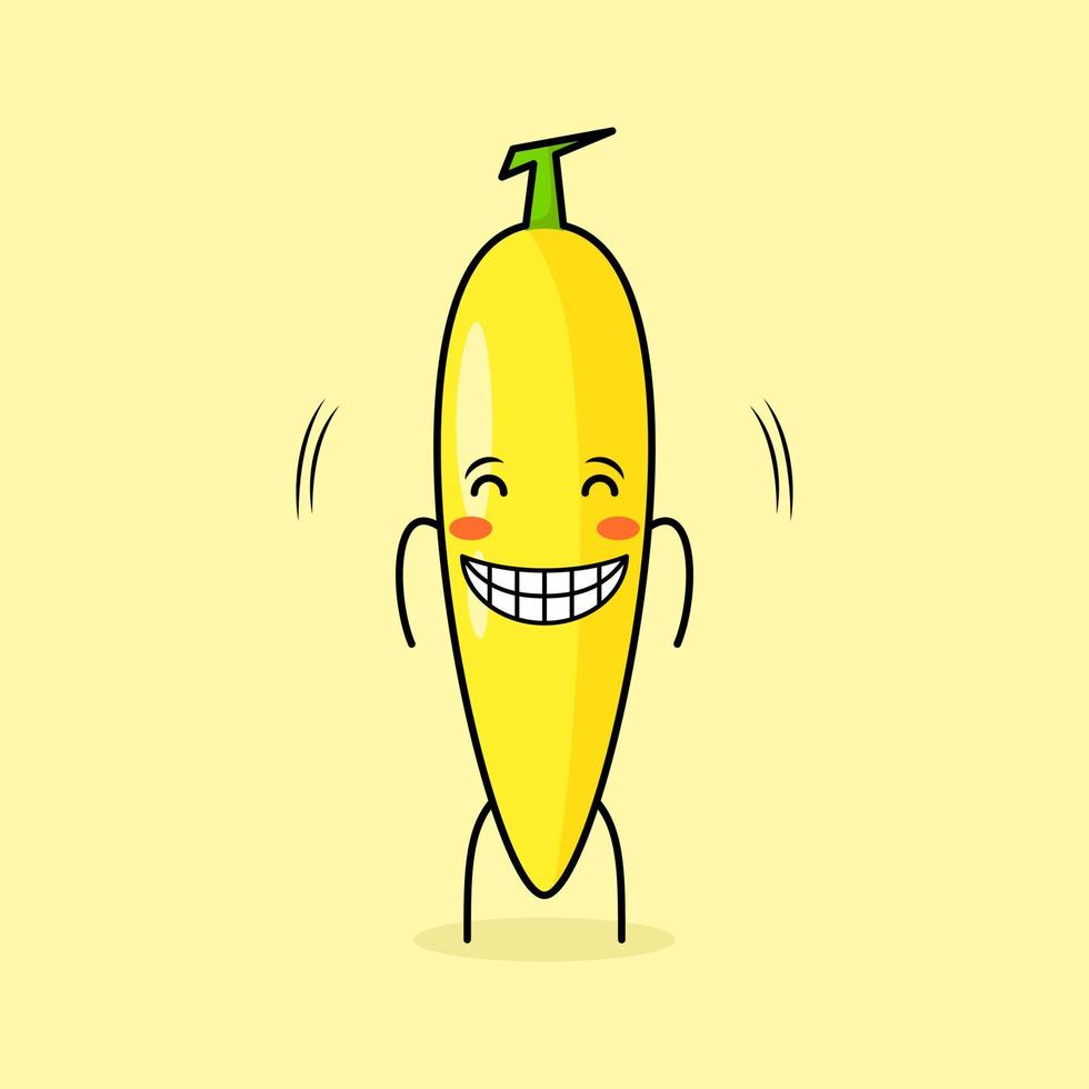cute banana character with smile and happy expression, close eyes and