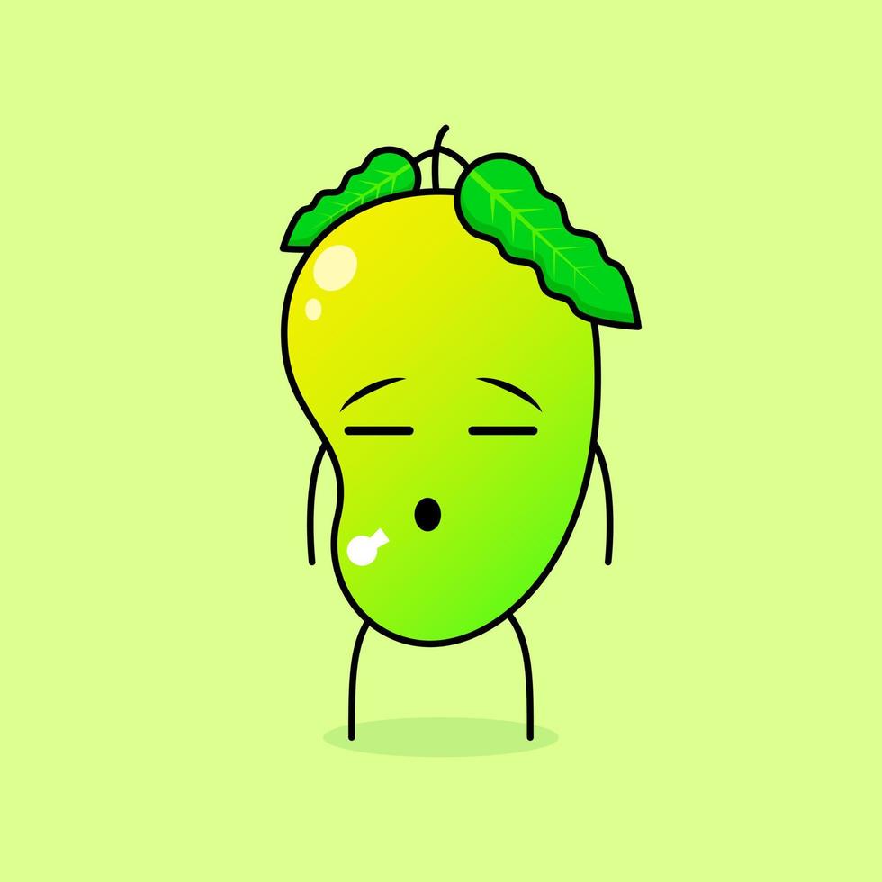 lindo personaje de mango con expresión plana. verde y naranja. adecuado para emoticonos, logotipos, mascotas vector