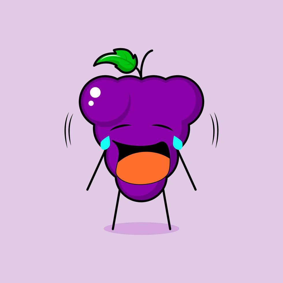 cute grape character with crying expression. green and purple. suitable for emoticon, logo, mascot vector