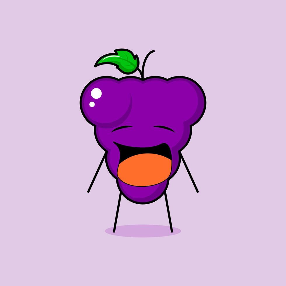 cute grape character with crying expression and mouth open. green and purple. fresh, modern and outline. for logo, icon and sign vector