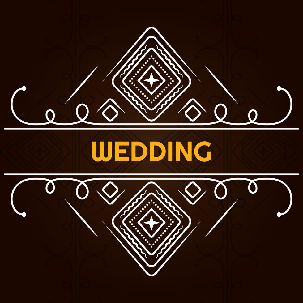 wedding ornament with brown background. vintage, elegant, line, creative and ornament style. suitable for wedding invitation, decoration, flyer, poster, brochure and copy space vector