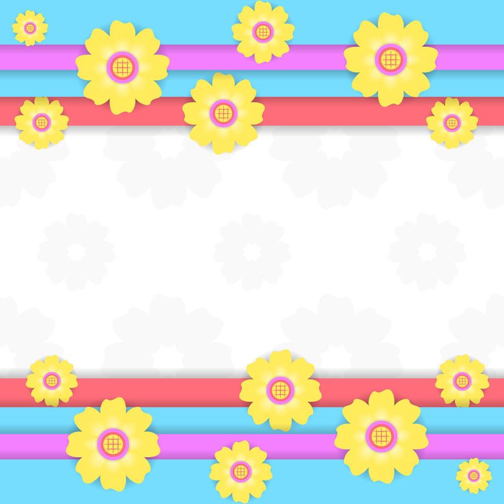 flower frame with overlap layers background. abstract, pastel, colorful, paper cut and modern style. suitable for flyer, brochure, cover, landing page and copy space vector